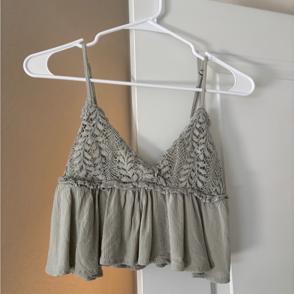 Ocean Drive Light Gray Lace Cami